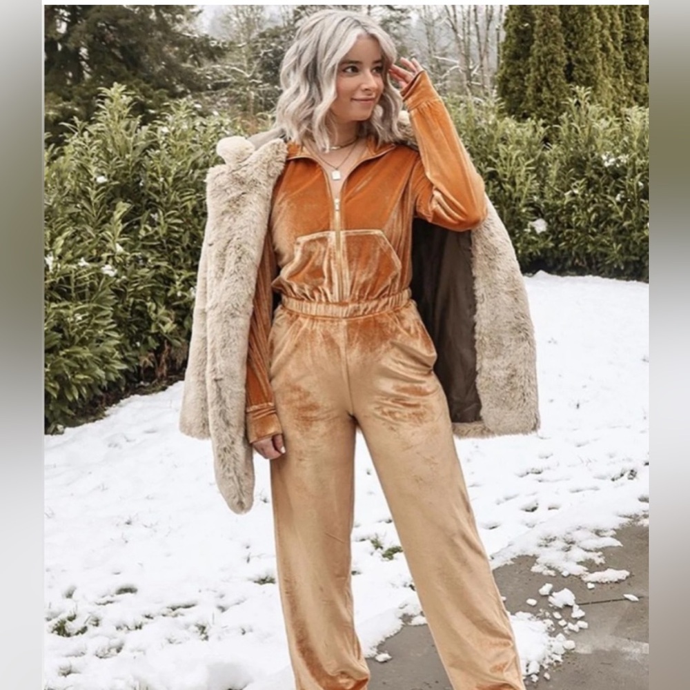 Fabletics Orange Velvet Jumpsuit - Picture 10 of 10